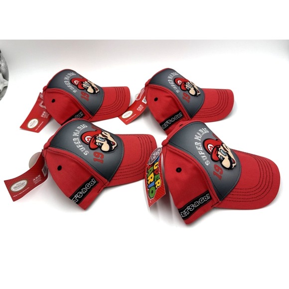 Lot of 4 Nintendo Super Mario 1985 Hat Toddler Youth 3D Pop Cap Red Gray 2022 - Picture 2 of 7